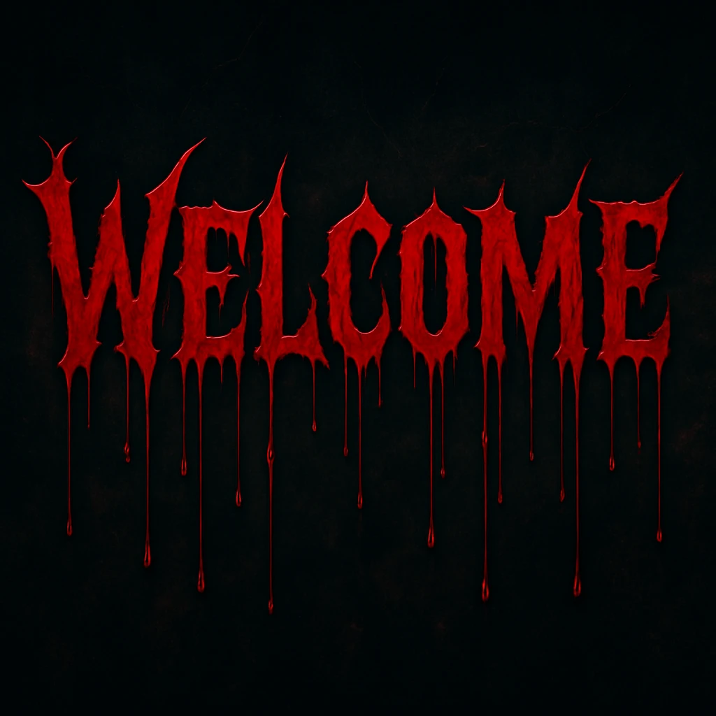 Welcome text with bloodier dripping blood effect in gothic horror style, horror theme, keep rest of banner unchanged emoji