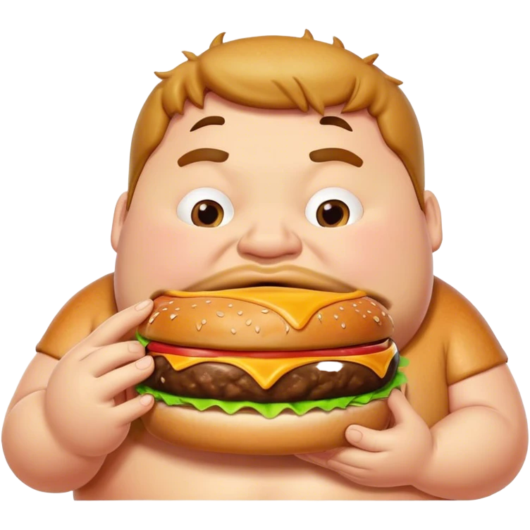 Fat guy eating a burger emoji
