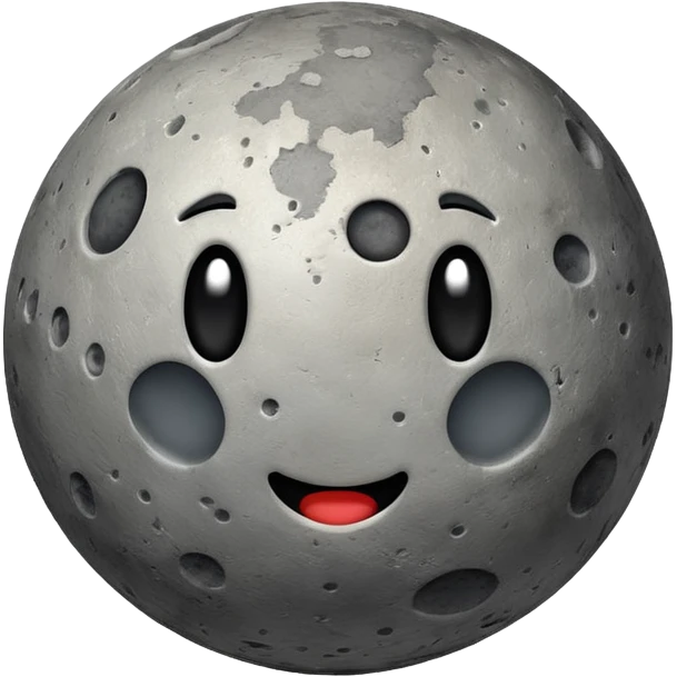 planet Mercury as a round, rocky gray ball covered in pitted marks and rough patches with subtle surface texture, emoji style emoji