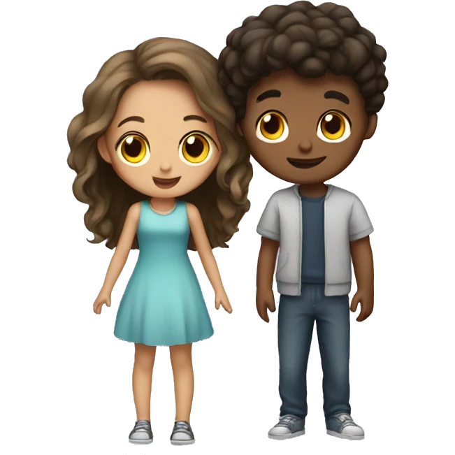 Girl and boy love emoji