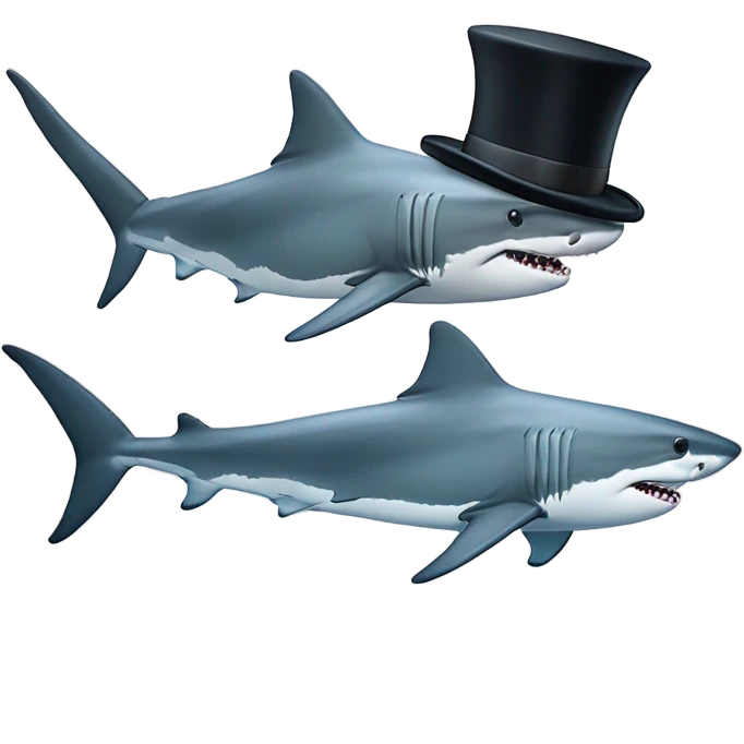 Great white shark with a top hat and a monocle ￼ emoji