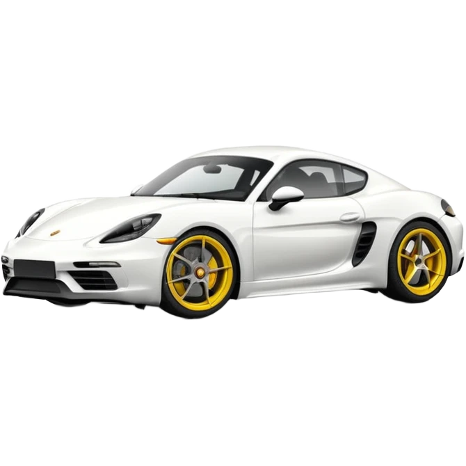 Matte White colored exterior 2024 Porsche 718 Cayman GTS 4.0 with "yellow ceramic brake calipers" only and dark silver anthracite rims emoji