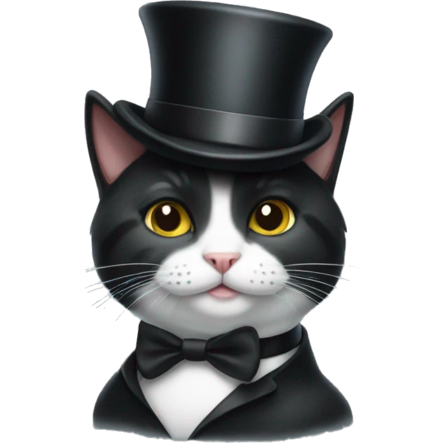 Tuxedo cat with top hat emoji