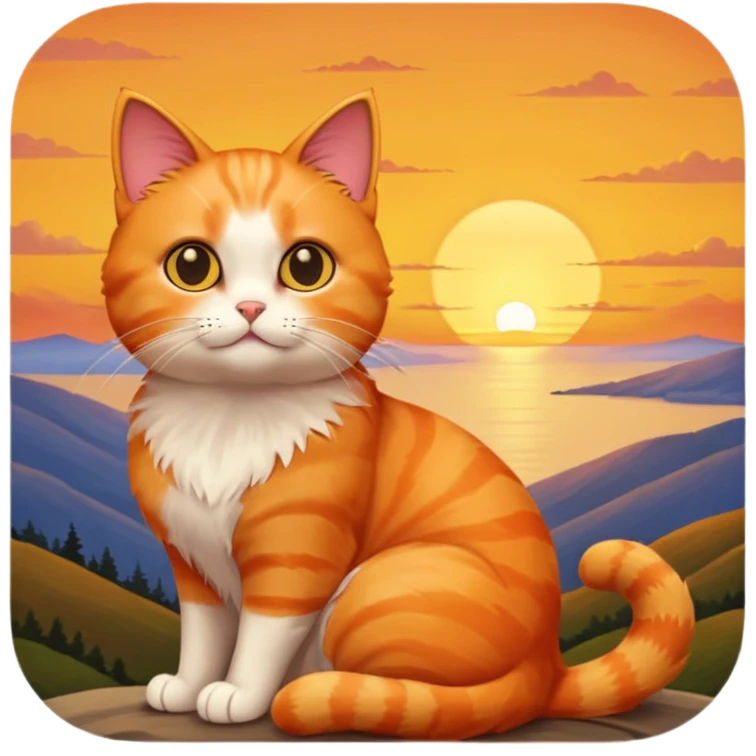 Cat Watching Sunset Scene emoji