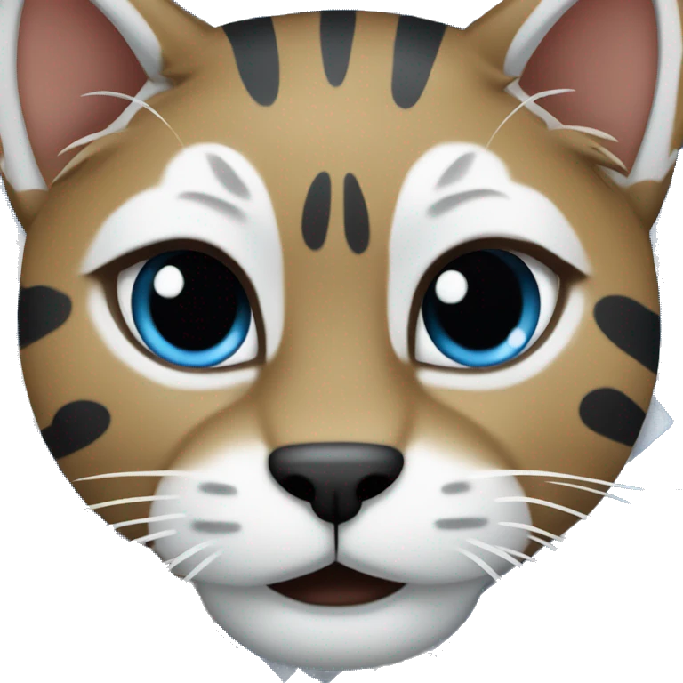 wildcat wearing blue and white checkered bandana emoji