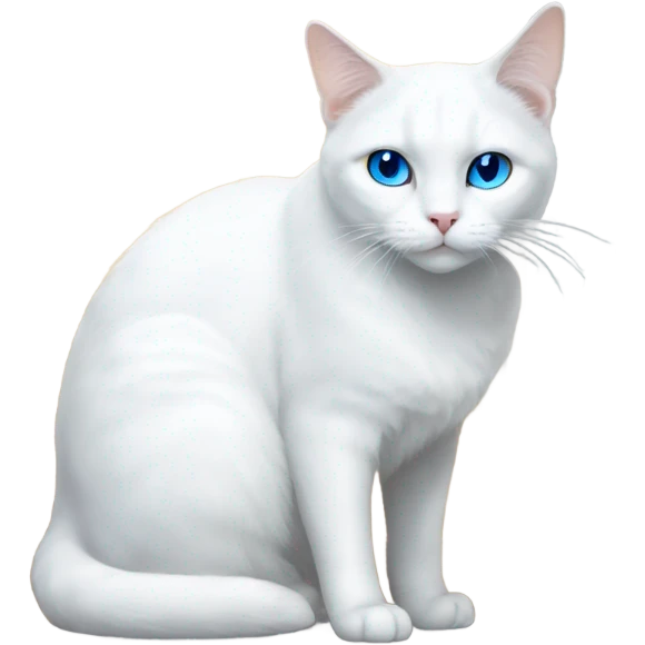 White cat with blue eyes lounging by the door emoji