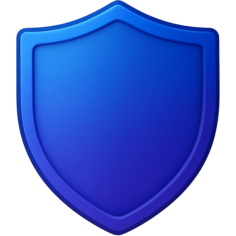 A shield with a blue and purple gradient in an emoji style, 64x64 pixels. emoji