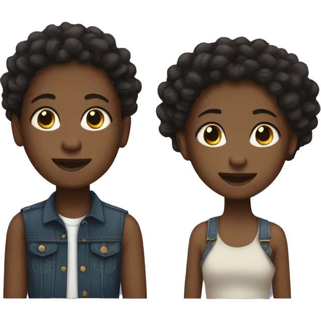 Black twins with locs. One boy and one girl emoji
