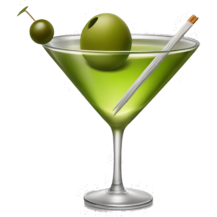 Martini glass with a olive on a toothpick  emoji
