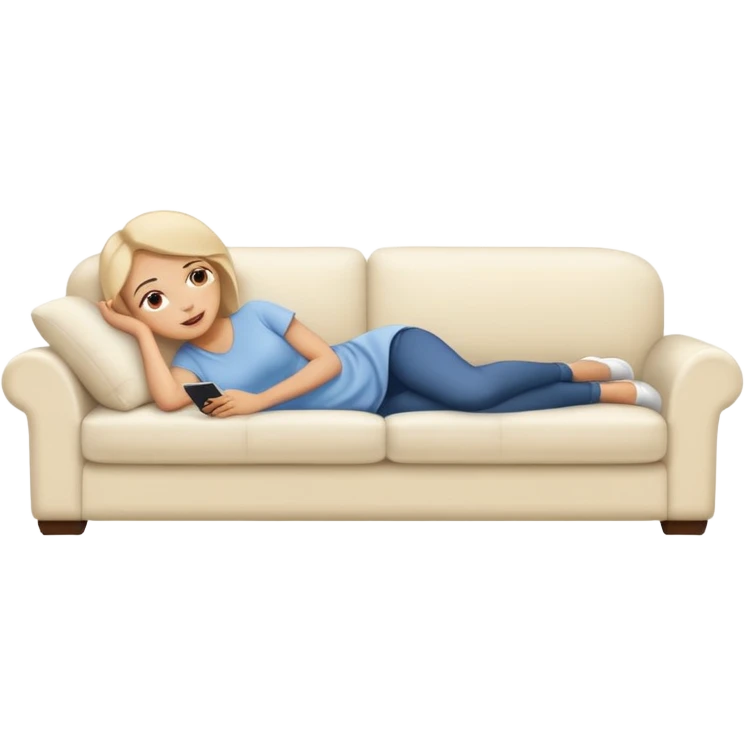 Women lying on a white sofa  emoji