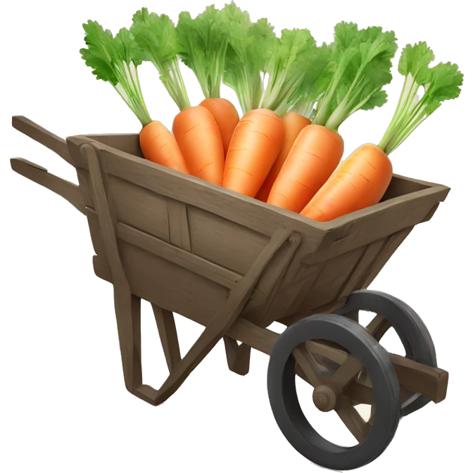 Pastel cute Carrots in a dark wooden  wheelbarrow  emoji