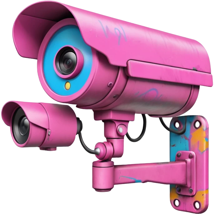 Security Camera pink with graffity emoji