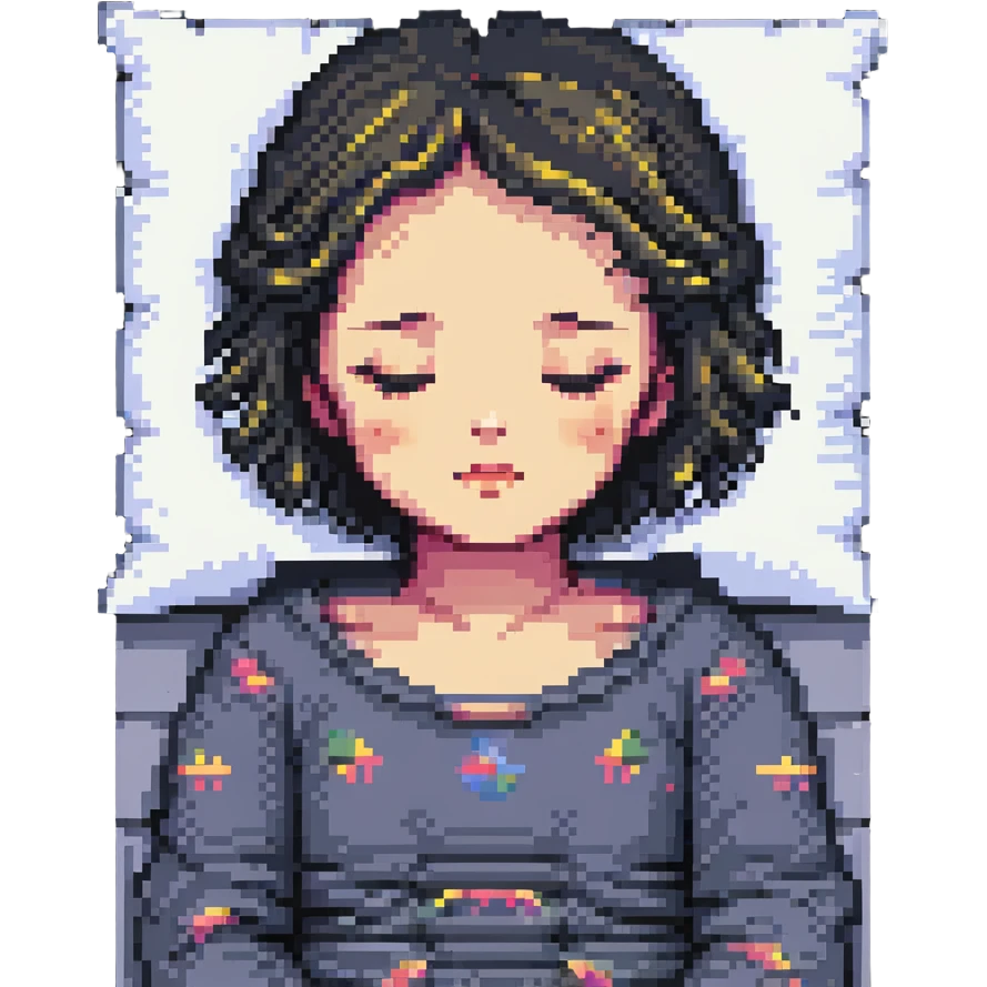 pixel art sleeping girl with peaceful expression emoji