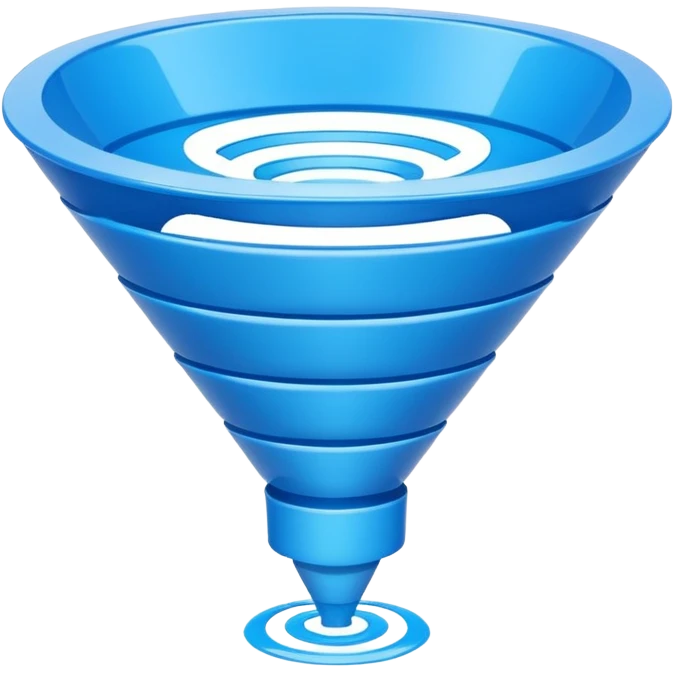 futuristic blue sales funnel with 6 levels emoji
