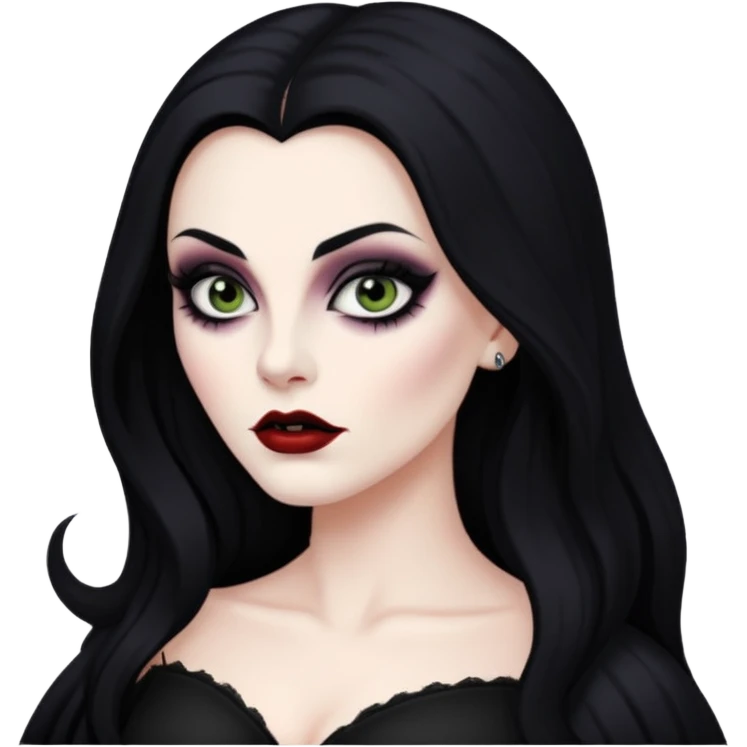 Vampira with long black hair emoji