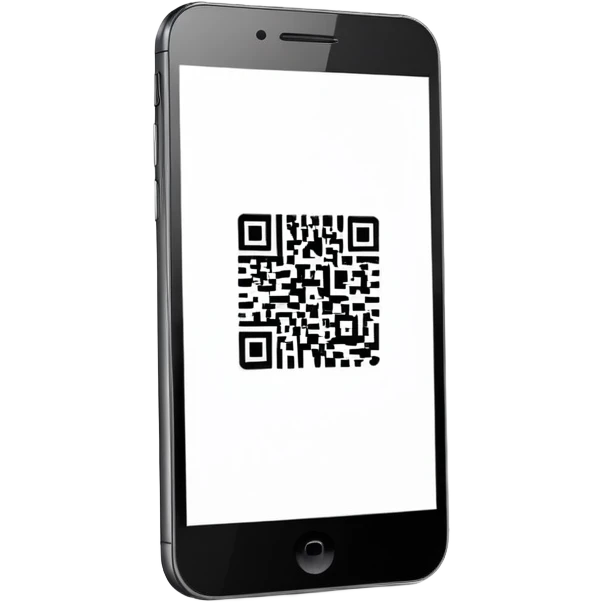 smartphone with QR code displayed on screen emoji
