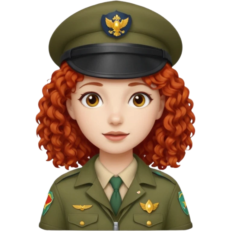 scout girl with red curly hair and uniform and hat emoji