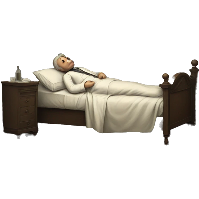 A sick man on a bed in 1870 emoji