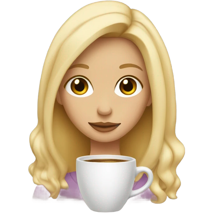 Blonde girl drinking coffee hazel eyes emoji