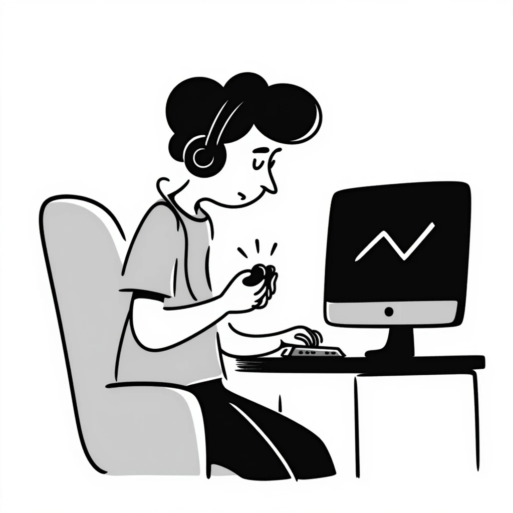 sad video gamer, hand drawn doodle style emoji