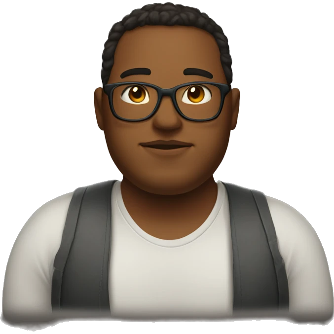 a young man with a fatter face, fair skin, brown and long hair and glasses emoji