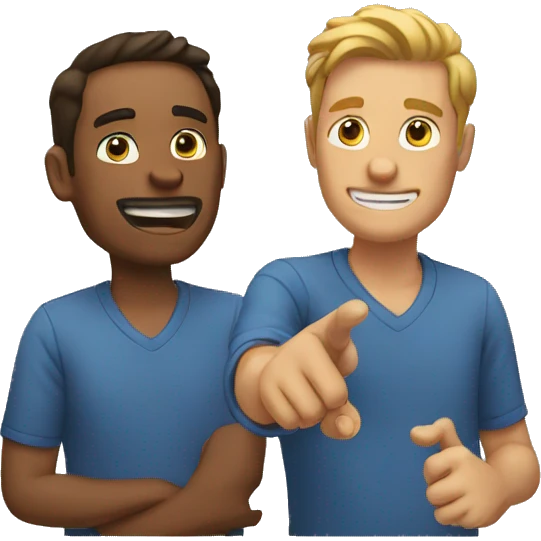 one guy pointing another emoji