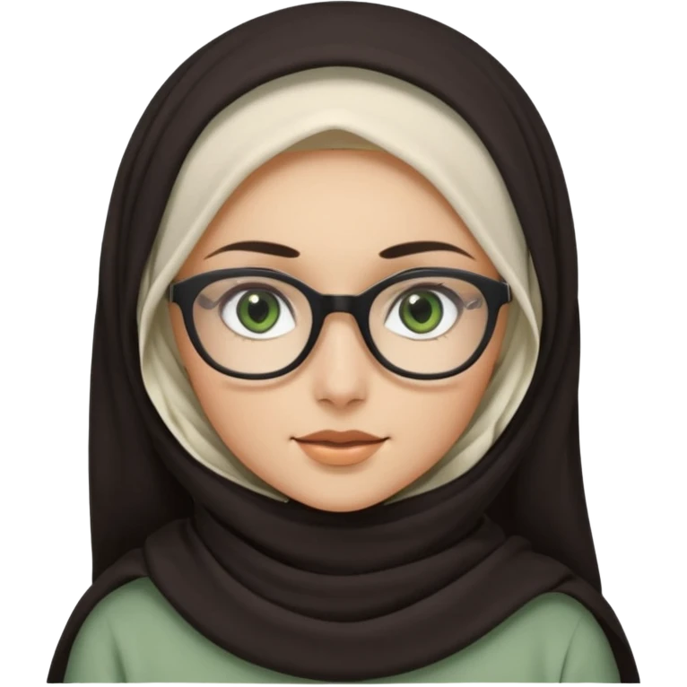 White hijabi girl with black eyes and black long hair white girl and black eyes wearing glasses and a white skin girl with curly honey hair and green eyes emoji