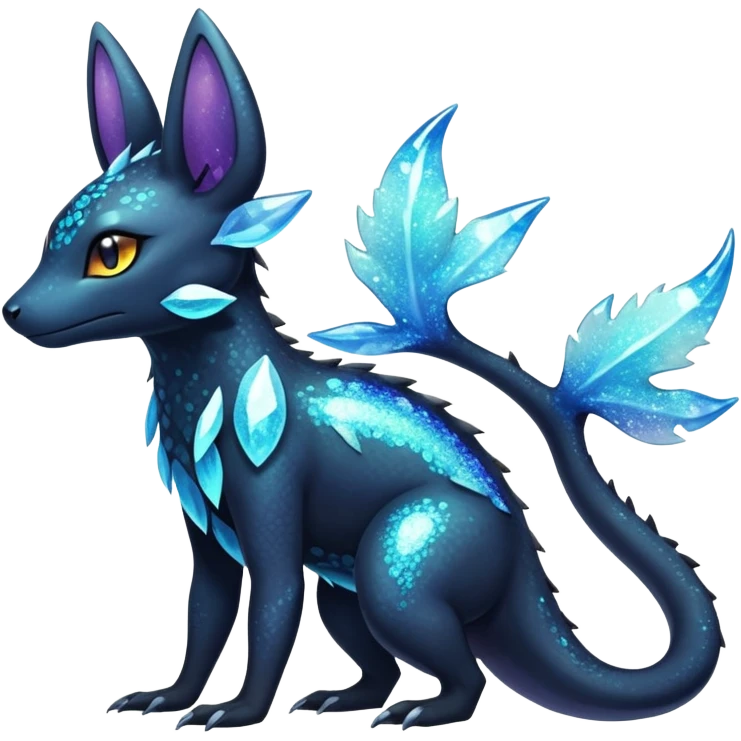 Colorful Iridescent Exotic Salandit-Aurorus-Amaura-Umbreon-Fakémon-hybrid-creature (full body)  emoji