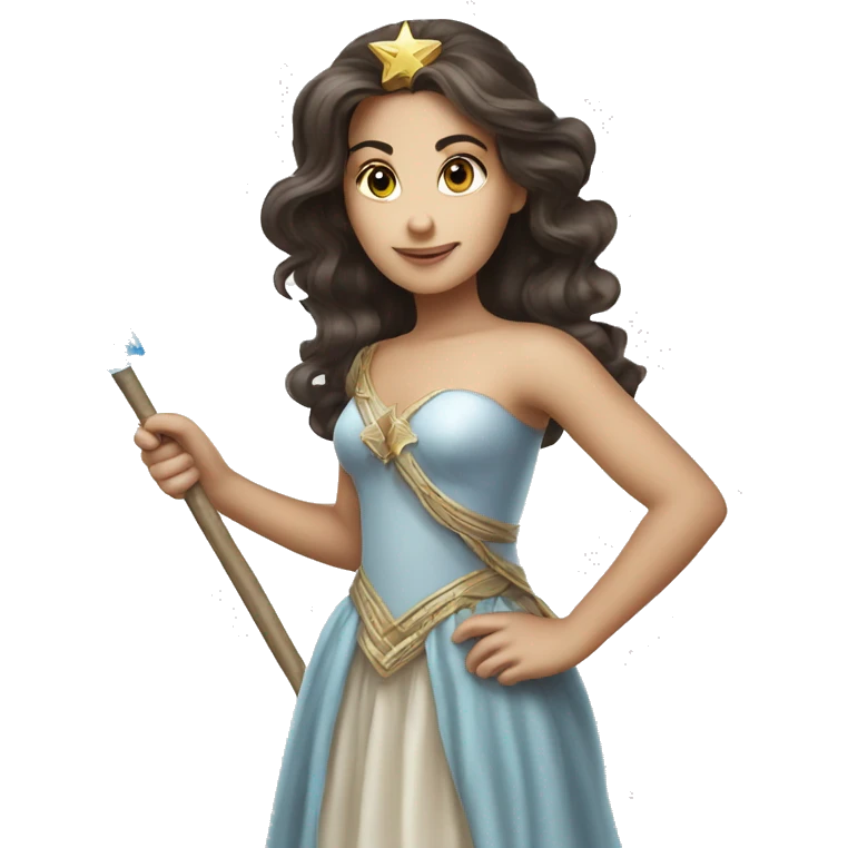 Brunette girl fantasy princess star wand emoji