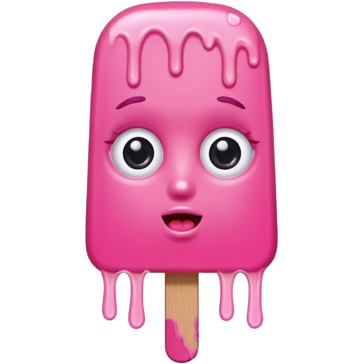 pink popsicle with eyes and hair emoji
