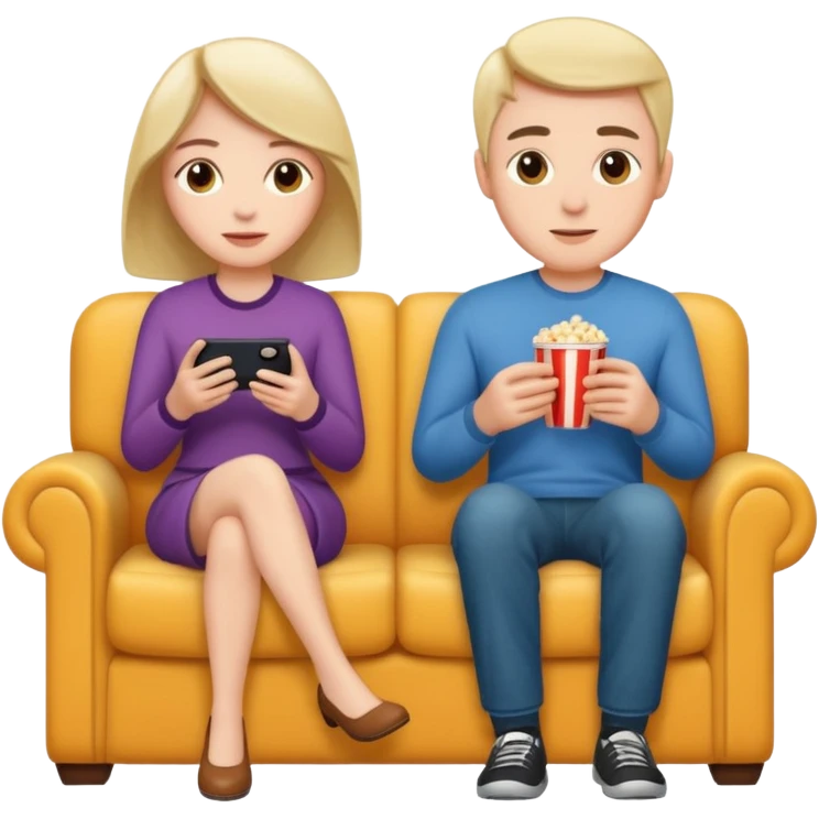 A couple sitting on a sofa watching a movie emoji