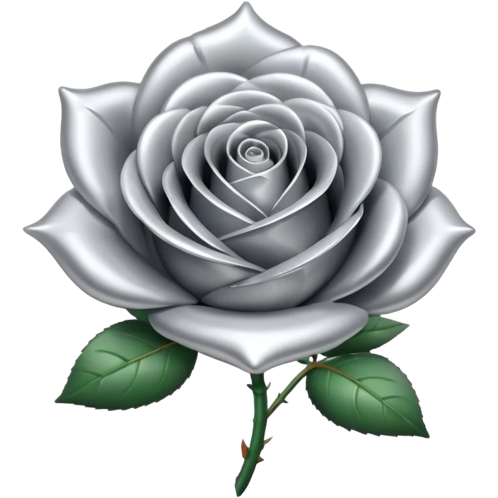 A rose emoji made of liquid silver metal minimalistic iOS emoji style, centered emoji