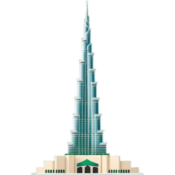 Burj Khalifa, white and dark green color scheme, minimalism, emoji style emoji