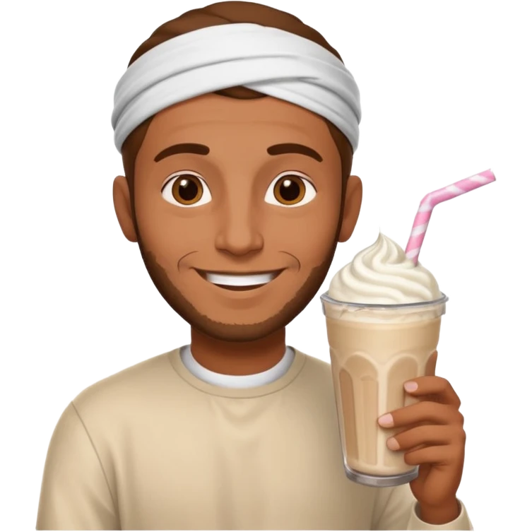 brown muslim man drinking milkshake emoji