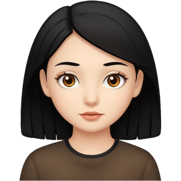 Siyah saçlı (kısa saç) kız beyaz tenli açık orta kahve gözlü kahverengi kaşlı emoji