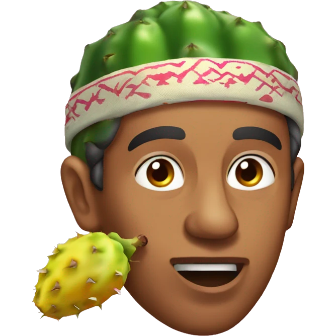 a moroccan man eat a prickly pear emoji