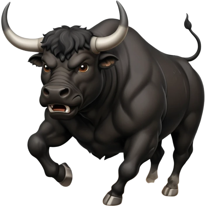 angry running black bull front view with dust clouds emoji