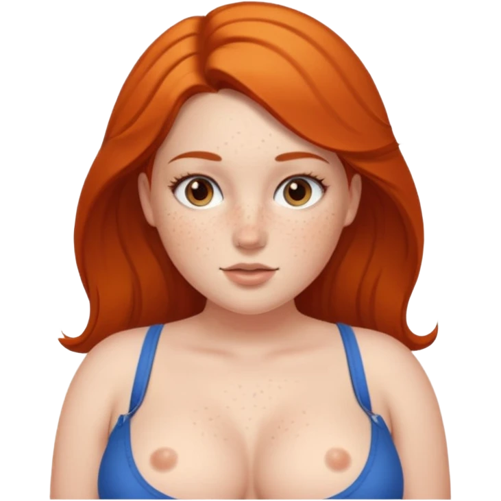 Curvy and busty girl with freckles on tits emoji