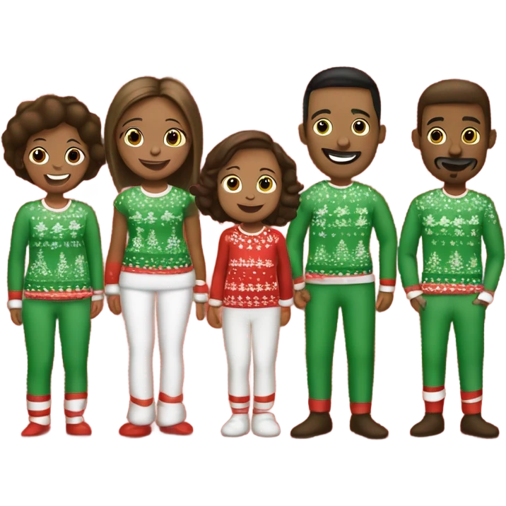 Family um Christmas pijamas emoji