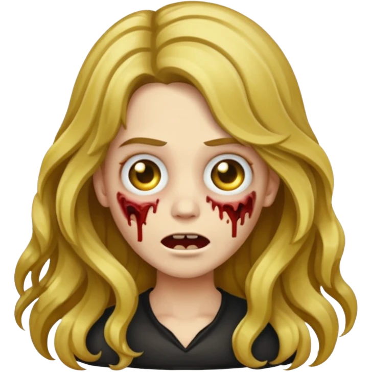 Make a zombie emoji with wavy hair castanho com golden streaks,e cabelo longo emoji