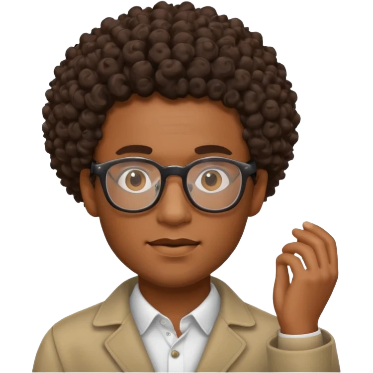 black man with curly hair and glasses emoji