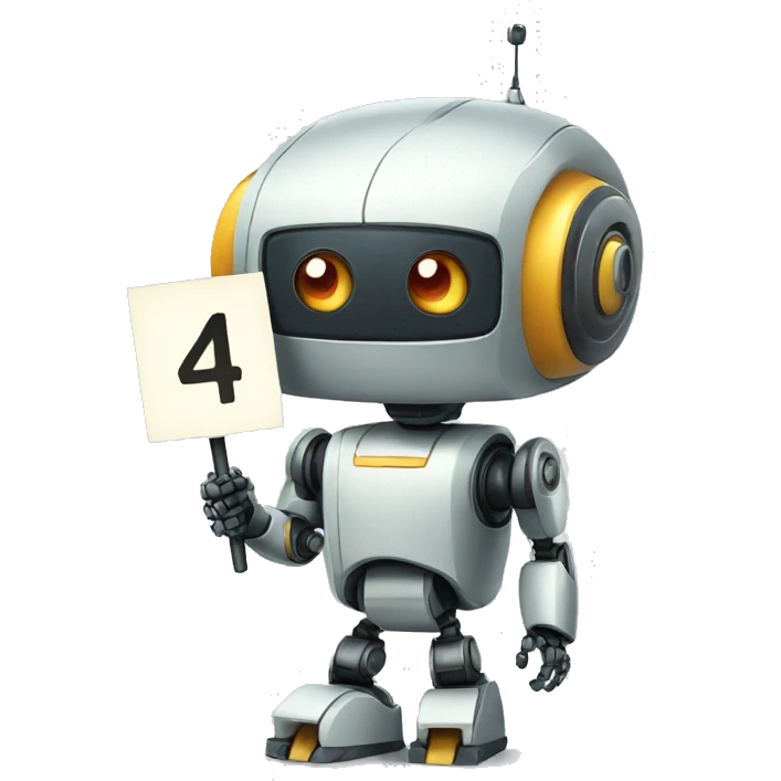 ROBOT HOLDING A SIGN WRITTEN NUMBER FOUR emoji