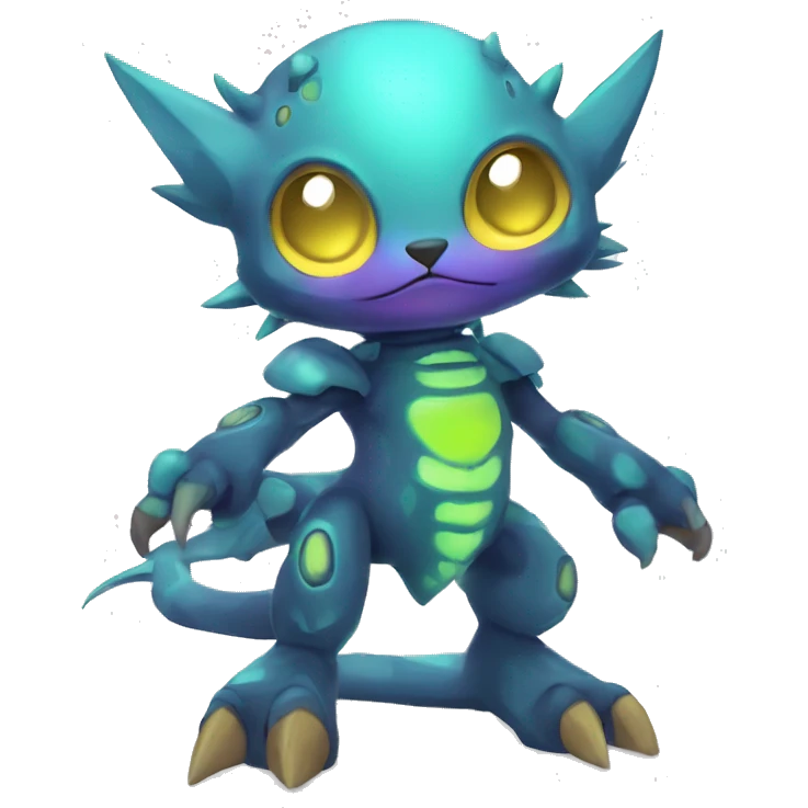 cute cool edgy colorful ethereal alien punk Digimon-Fakemon-animal full body emoji