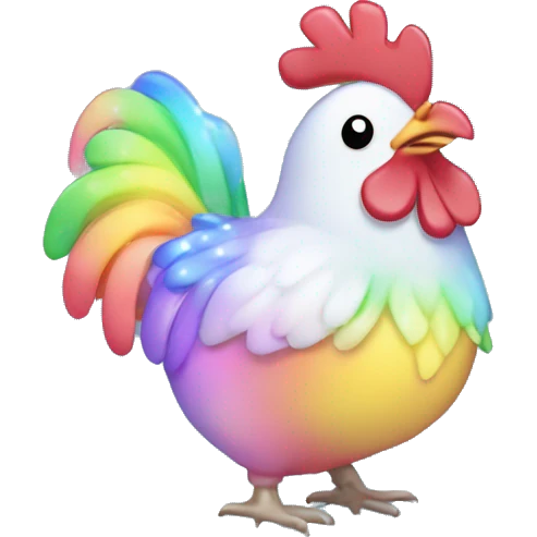 Kawaii rainbow pastel bedazzled chicken with big butt in an under the sea snow globe  emoji