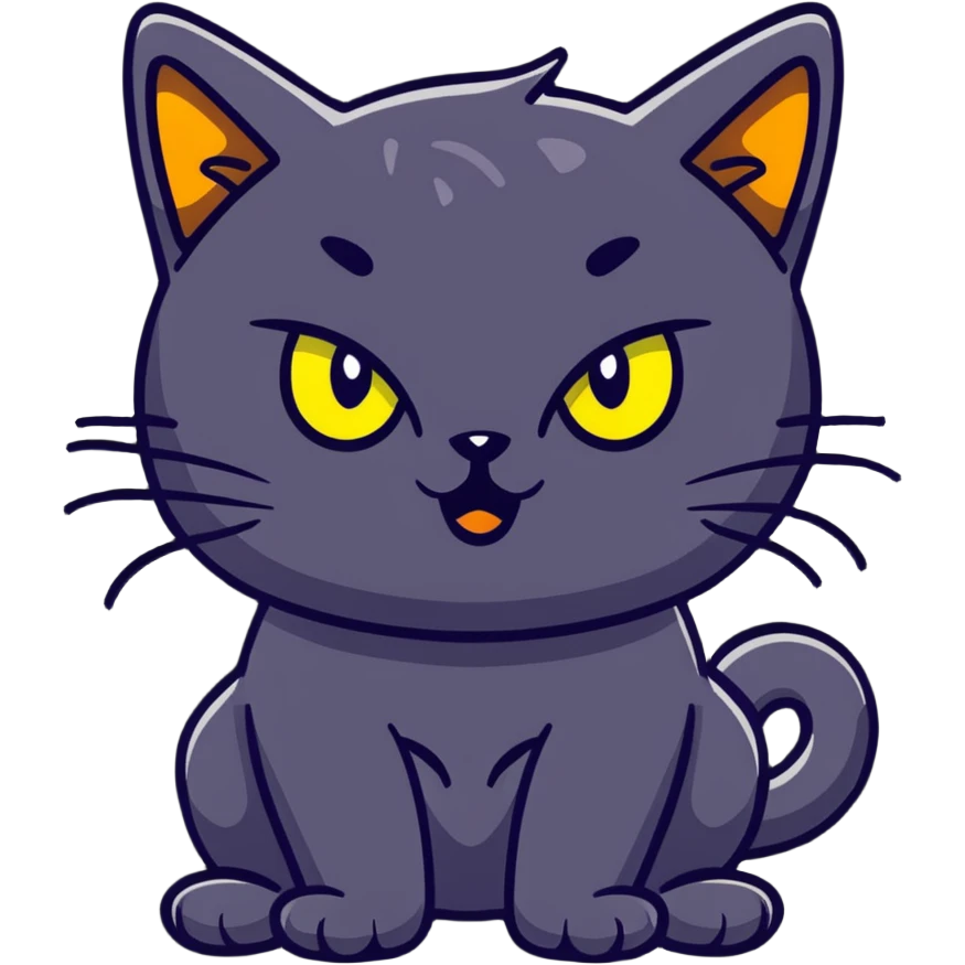 halloween cat with glowing yellow eyes and raised fur emoji