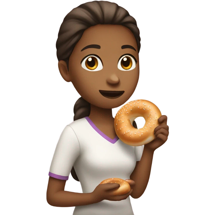 girl eat bagel emoji