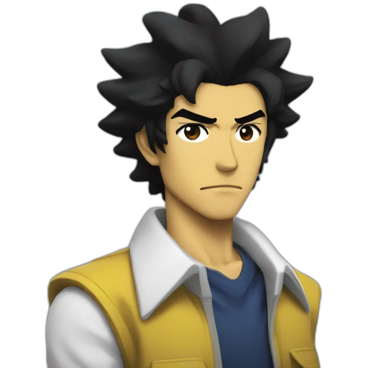 One Cowboy bebop white skin black hair angry emoji
