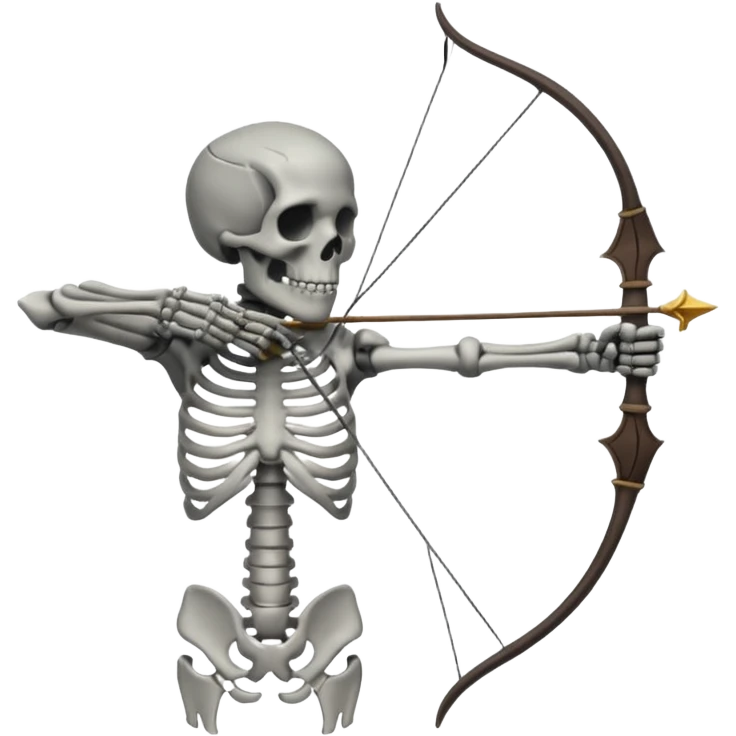 create a dnd style skeleton_archer.png with a bow using 48x48 pixels size emoji