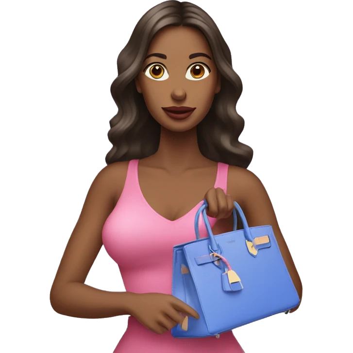 Pretty women holding pink and blue birkin bag emoji