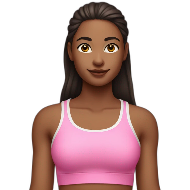 A girl wear a pink sport tank top emoji